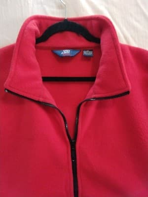 Polyester fleece vest, red quited zip- up unisex casual outerwear - Thumbnail 5