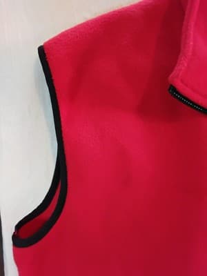 Polyester fleece vest, red quited zip- up unisex casual outerwear - Thumbnail 6