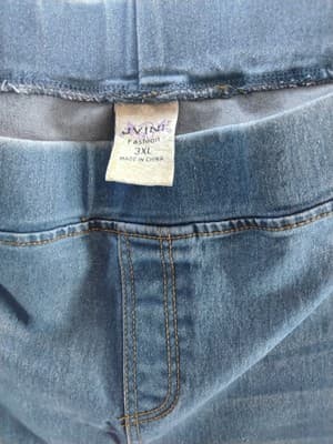 Polyester blend denim-print leggings, casual athletic wear Size 3XL - Thumbnail 10