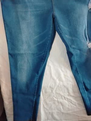 Polyester blend denim-print leggings, casual athletic wear Size 3XL - Thumbnail 5