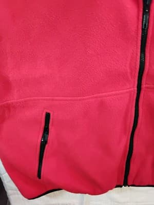 Polyester fleece vest, red quited zip- up unisex casual outerwear - Thumbnail 2