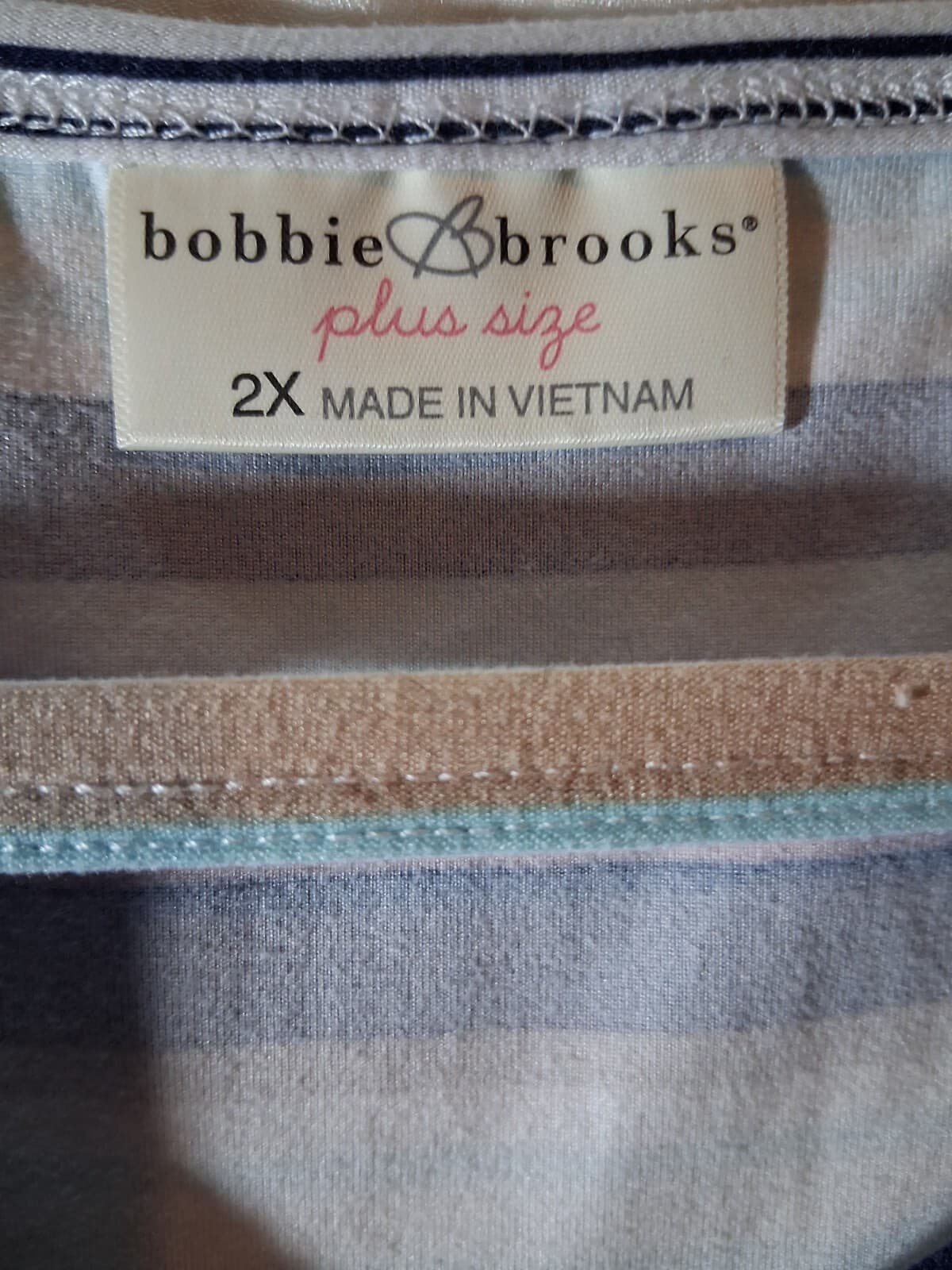 Cotton blend stripe v-neck short sleeve top casual contemporary brand 2x - Thumbnail 4