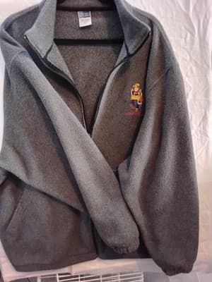 Fleece jacket, gray full- zip with embroidered - Thumbnail 7