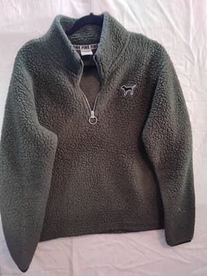 Polyester fleece quarter - zip pullover, Victoria Secret PINK sherpa style - Image 1