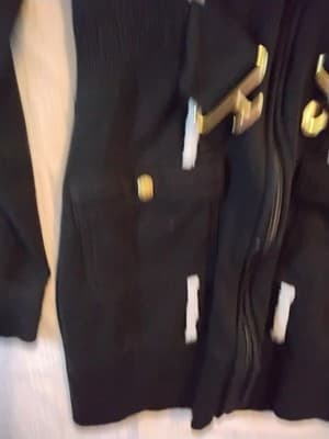 Knit cardigan sweater dress, Coogi, hooded with embellishments - Thumbnail 6