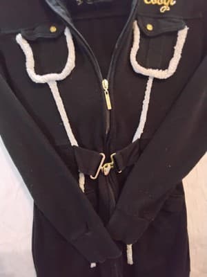 Knit cardigan sweater dress, Coogi, hooded with embellishments - Thumbnail 11