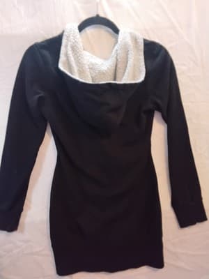 Knit cardigan sweater dress, Coogi, hooded with embellishments - Thumbnail 12