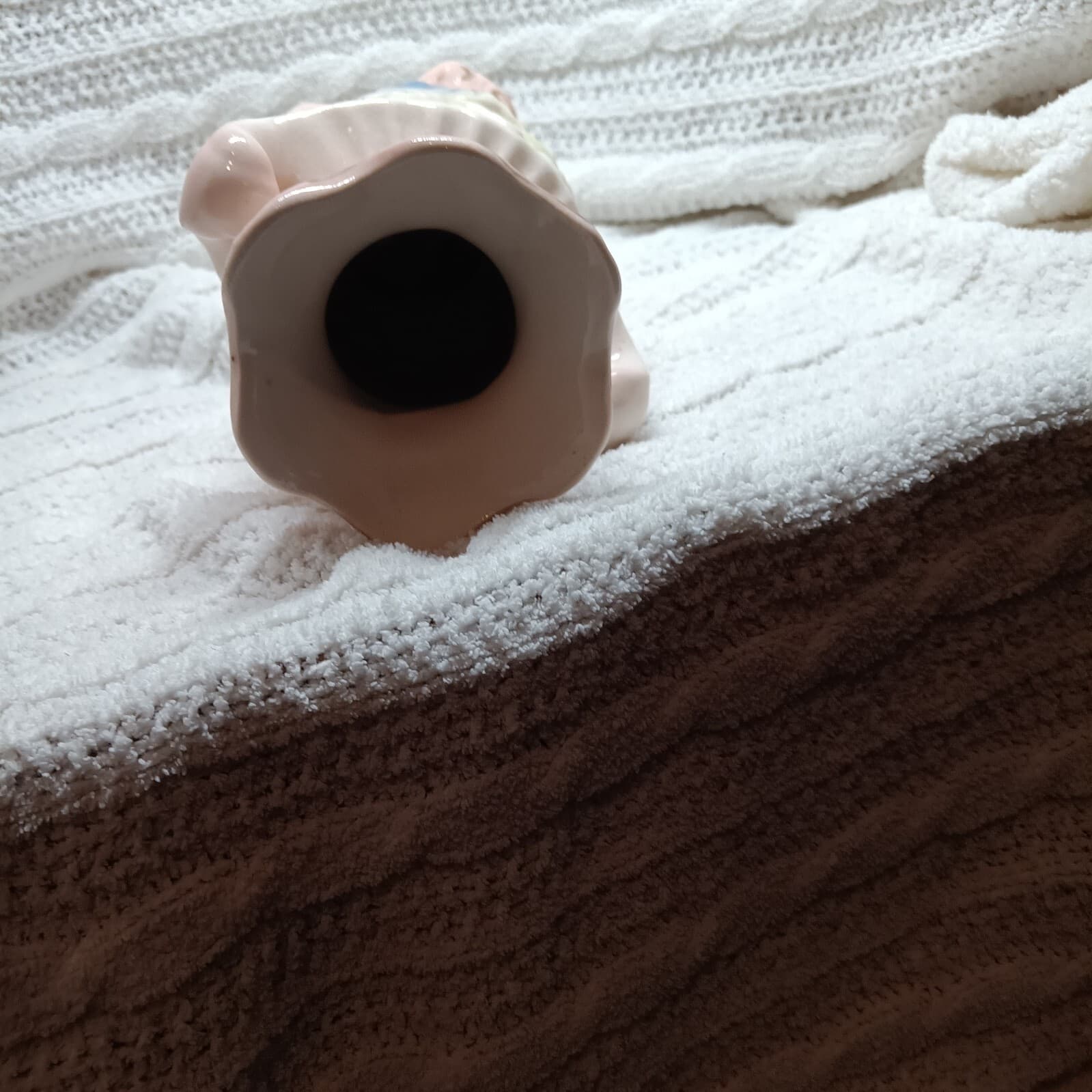 Ceramic decorative vase with applied floral relief decoration scroll handle - Thumbnail 4