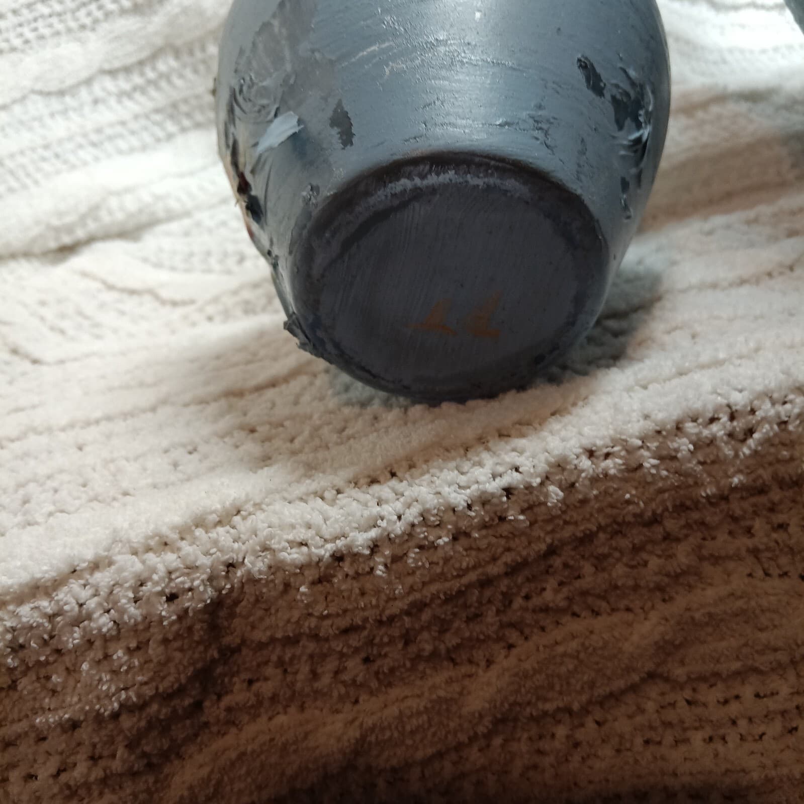 Blue glass vase with hand- painted floral decoration, vintage decorative art - Thumbnail 4