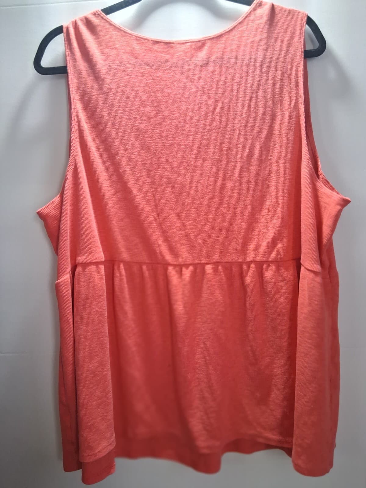 Cotton blend sleeveless top, coral/ orange textured knit size 3x - Image 1