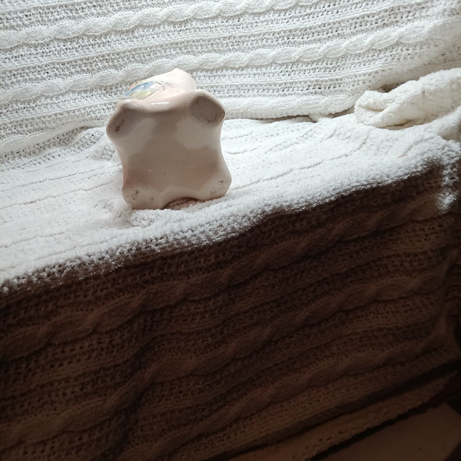 Ceramic decorative vase with applied floral relief decoration scroll handle - Thumbnail 5