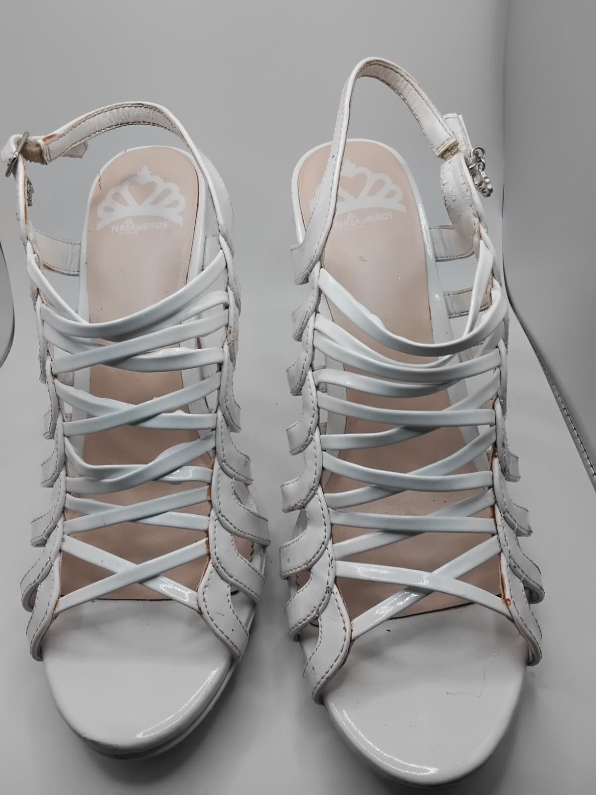 Keather gladiator sandals, metallic elastic straps, lace - up design size 9M - Image 1