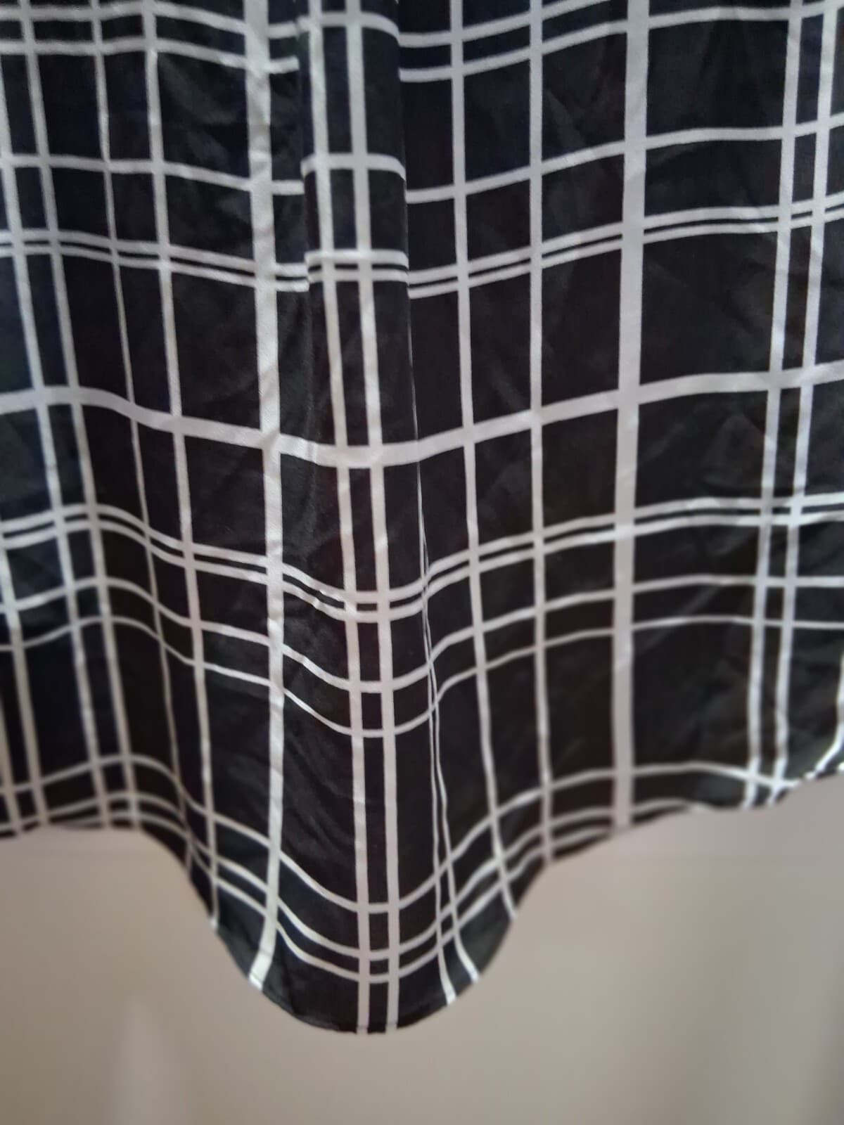 Georgette sleeveless button- up blouse, Torrid black with white windowpane plaid - Thumbnail 20