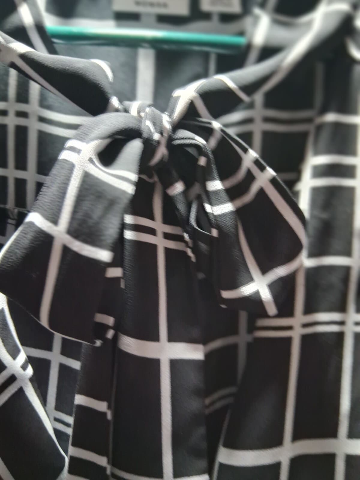 Georgette sleeveless button- up blouse, Torrid black with white windowpane plaid - Thumbnail 13