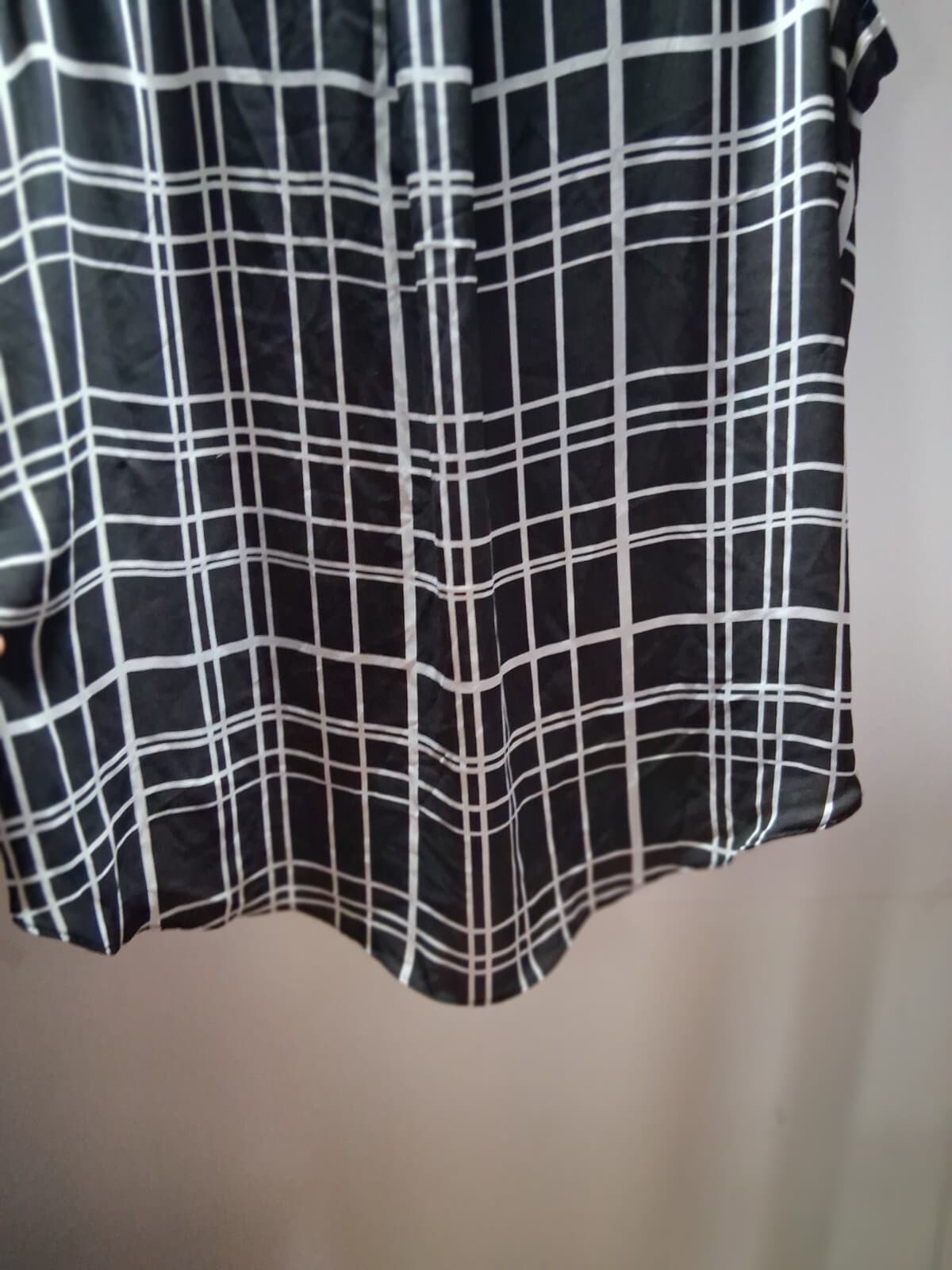 Georgette sleeveless button- up blouse, Torrid black with white windowpane plaid - Thumbnail 18