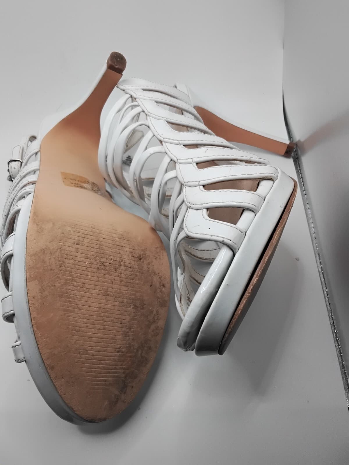 Keather gladiator sandals, metallic elastic straps, lace - up design size 9M - Thumbnail 8