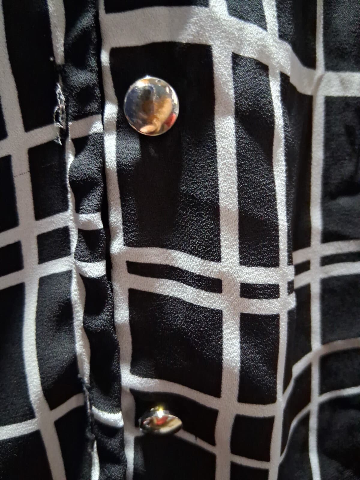 Georgette sleeveless button- up blouse, Torrid black with white windowpane plaid - Thumbnail 2