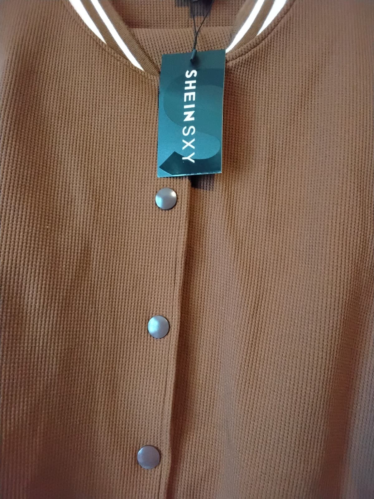 Cropped varsity jacket, brown with 'BOUNCER' lettering and Skirt set - Thumbnail 6