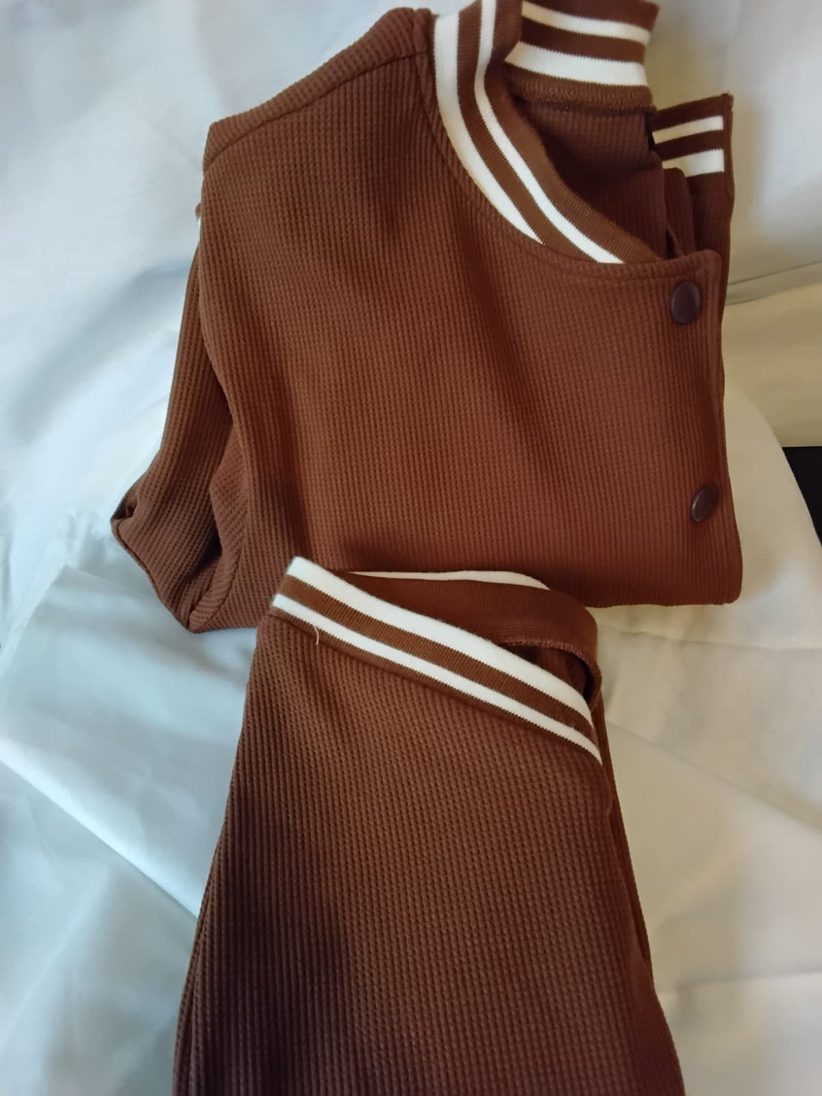 Cropped varsity jacket, brown with 'BOUNCER' lettering and Skirt set - Thumbnail 11