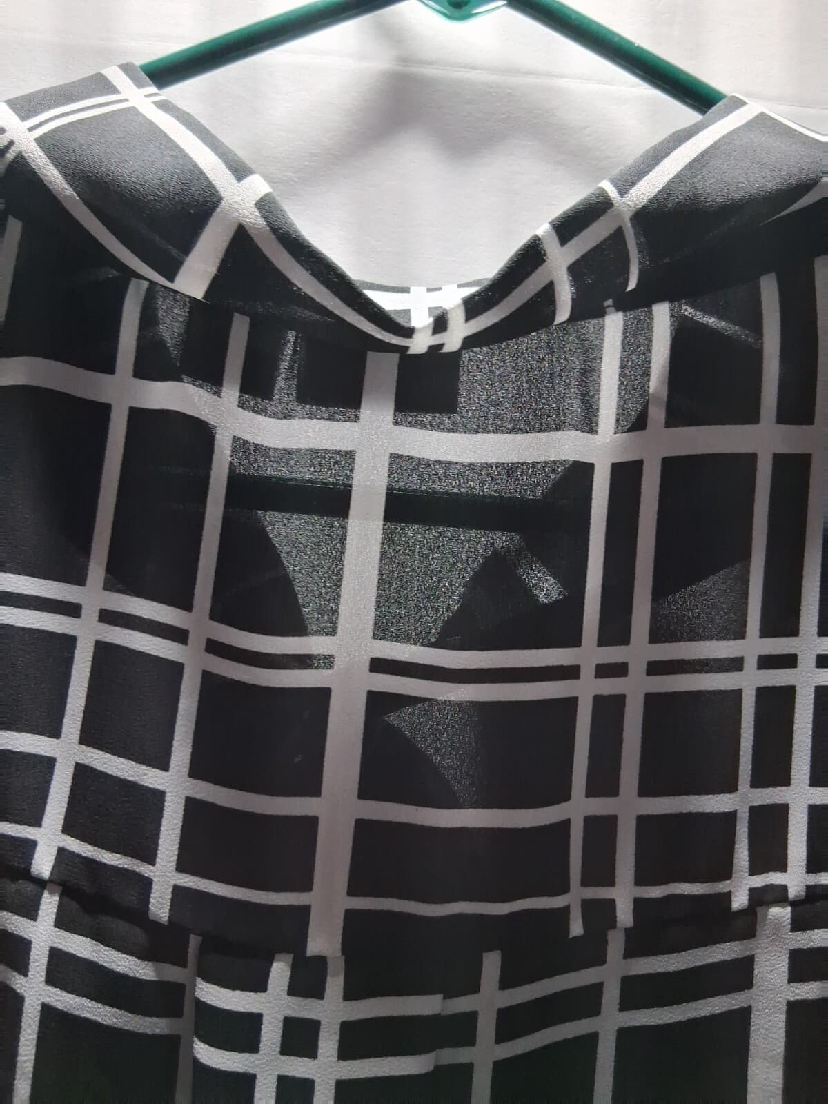 Georgette sleeveless button- up blouse, Torrid black with white windowpane plaid - Thumbnail 19