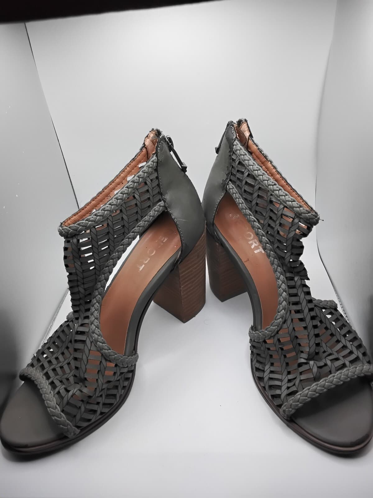 Woven leather sandals, Report Signature, block heel - Thumbnail 2
