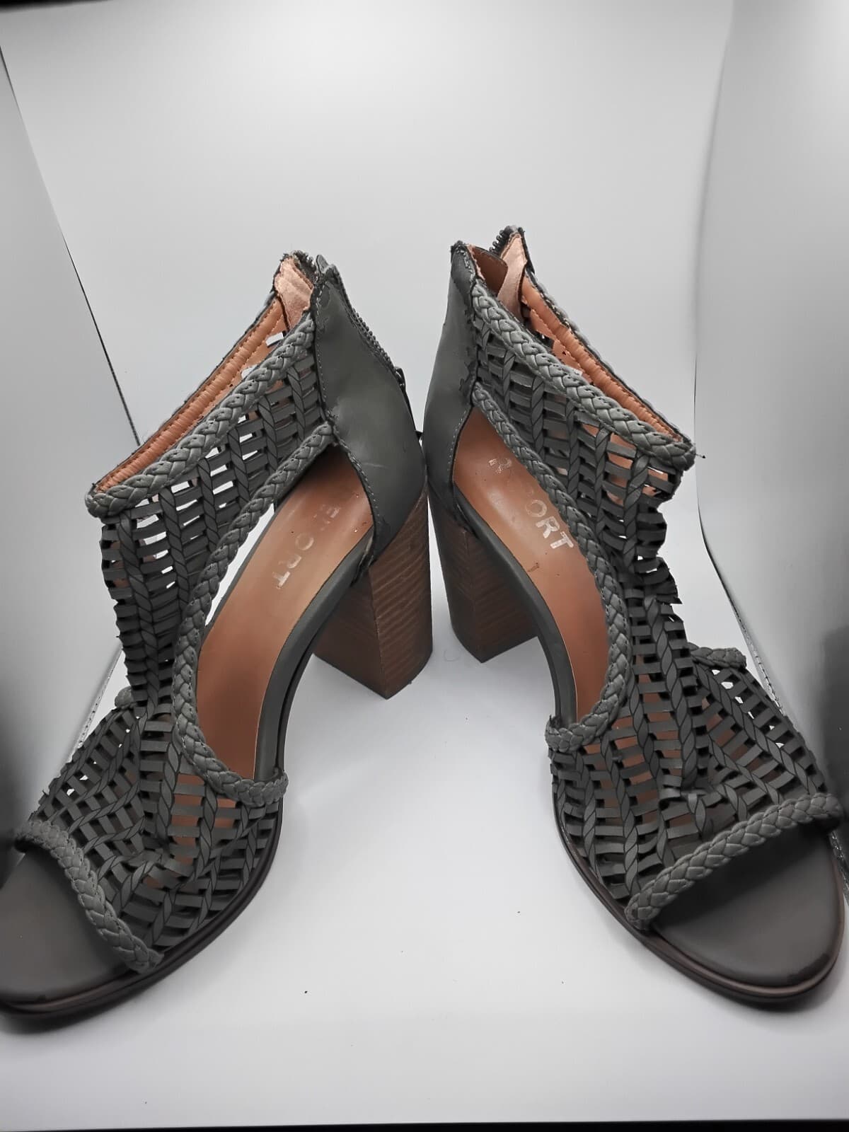 Woven leather sandals, Report Signature, block heel - Thumbnail 7