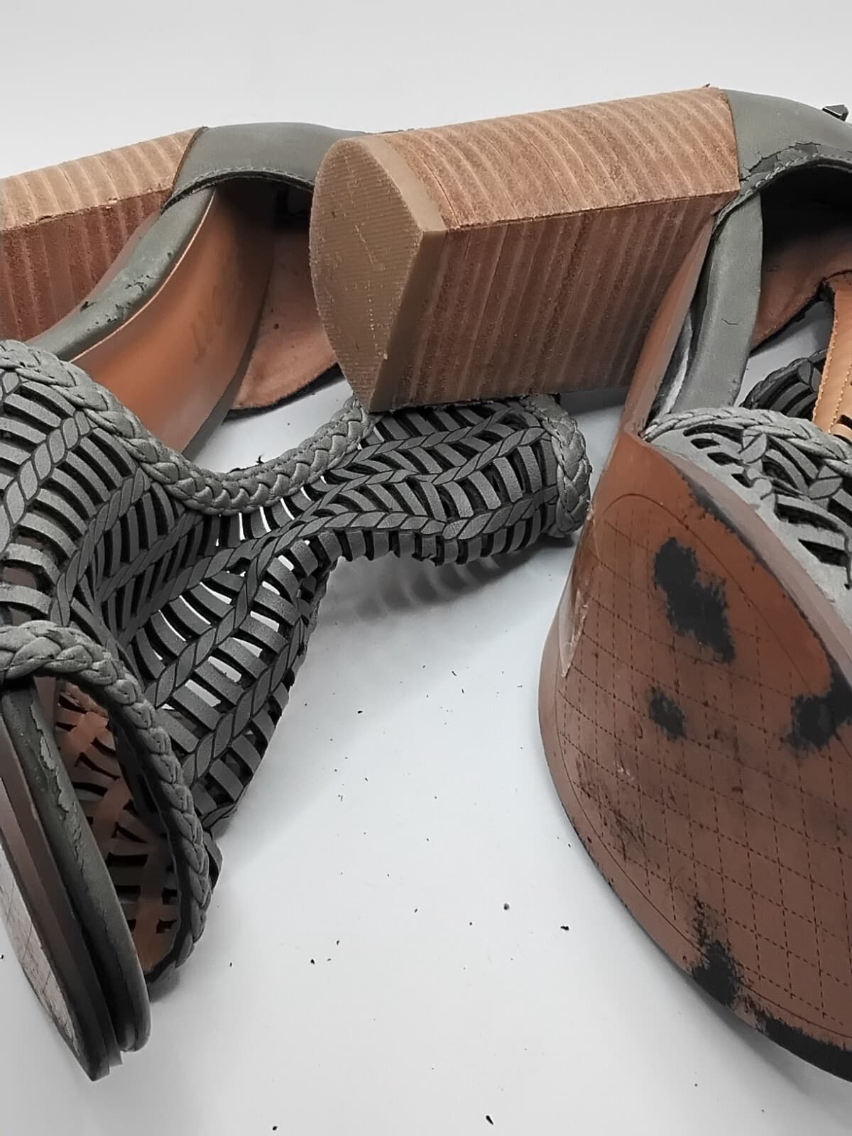 Woven leather sandals, Report Signature, block heel - Thumbnail 12