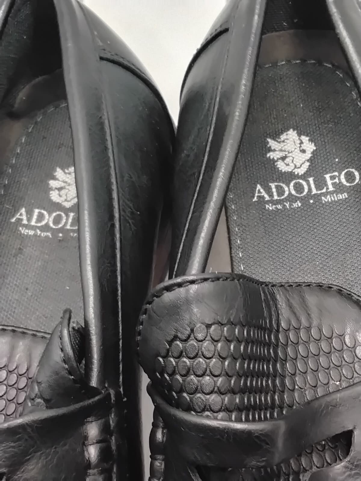 Leather loafers, Adolfo New York, woven textured designwith bit detail - Thumbnail 2