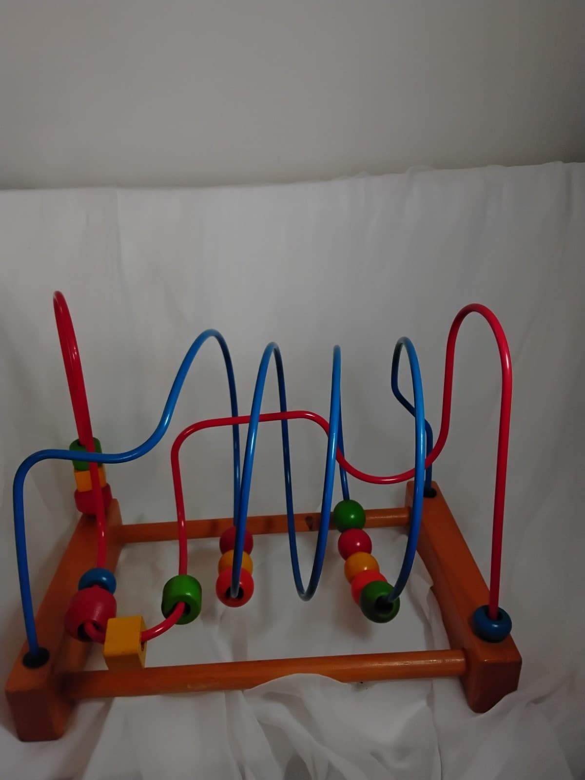 IKEA Wooden Circles Bead Maze Wire Roller Coaster Activity Puzzle 11x11x12" Toy - Image 1