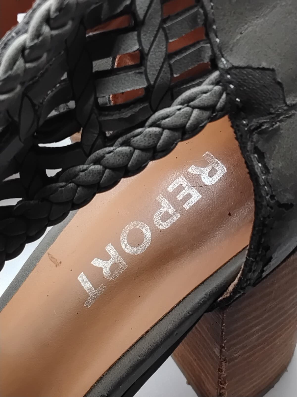 Woven leather sandals, Report Signature, block heel - Thumbnail 6