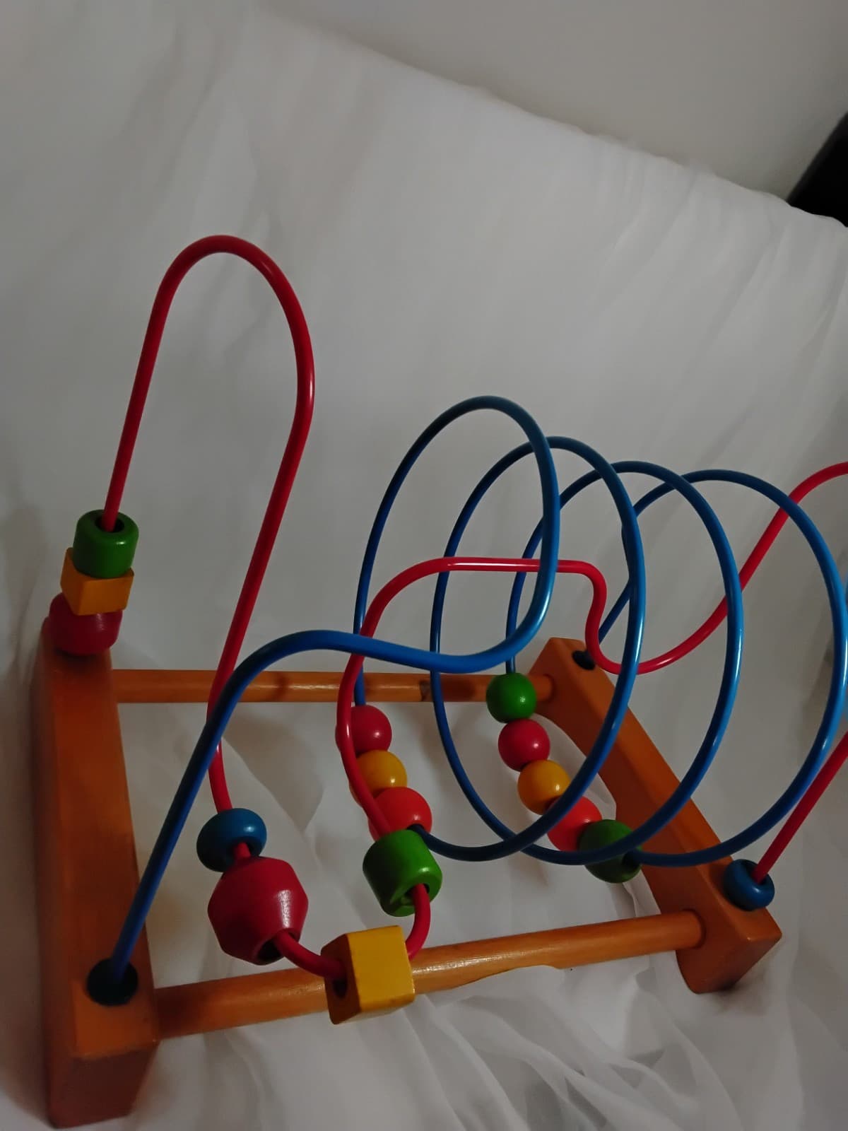 IKEA Wooden Circles Bead Maze Wire Roller Coaster Activity Puzzle 11x11x12" Toy - Thumbnail 2
