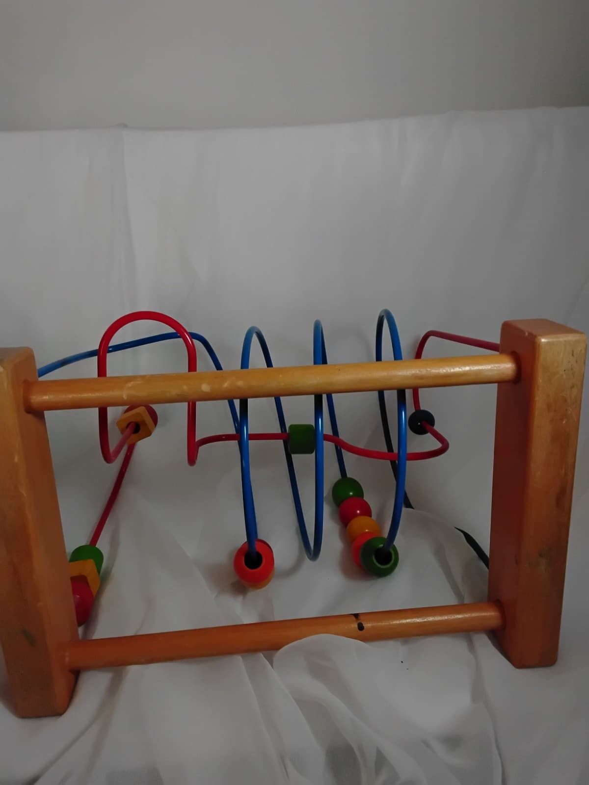 IKEA Wooden Circles Bead Maze Wire Roller Coaster Activity Puzzle 11x11x12" Toy - Thumbnail 5