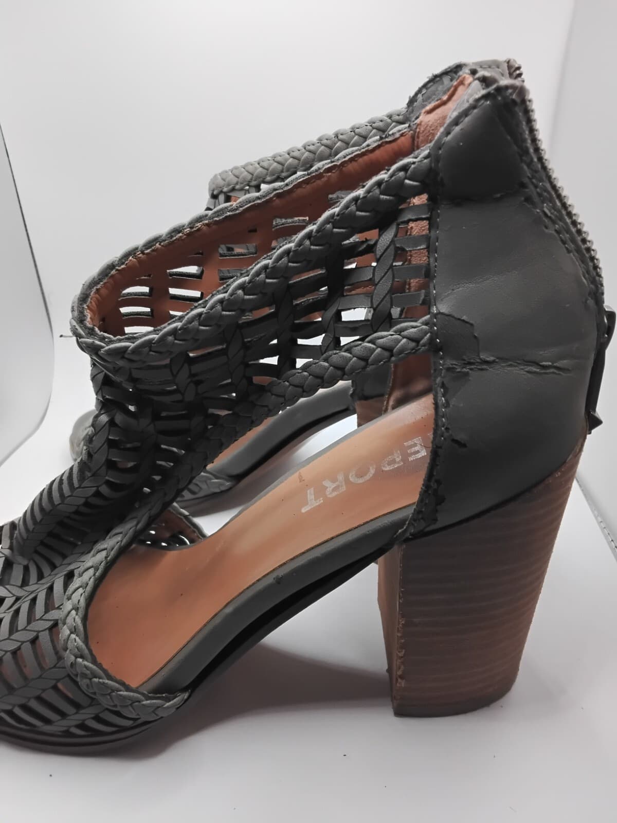 Woven leather sandals, Report Signature, block heel - Thumbnail 5