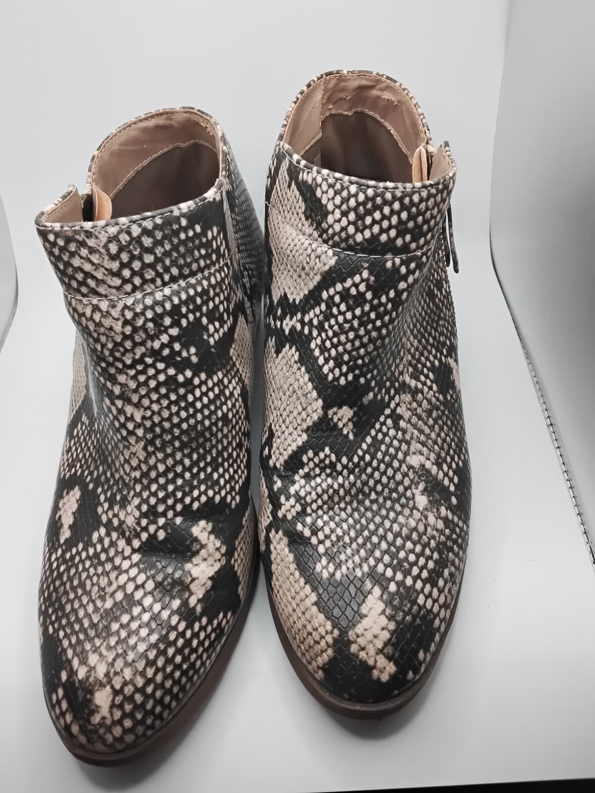 Faux snakeskin ankle boots with side zipper - Image 1