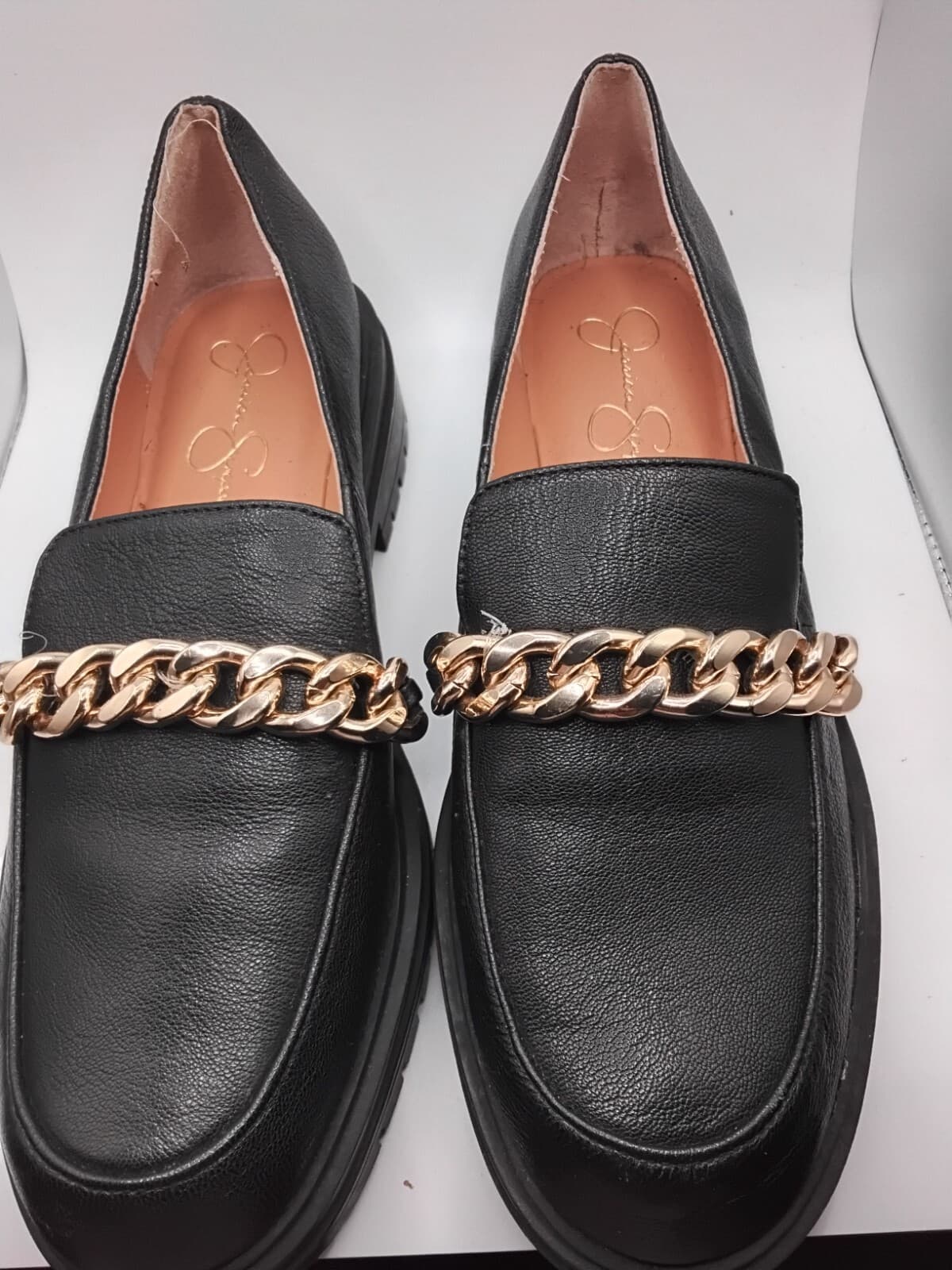 Leather loafer, Jessica Simpson DiSilva, black with detail and lug sole - Image 1