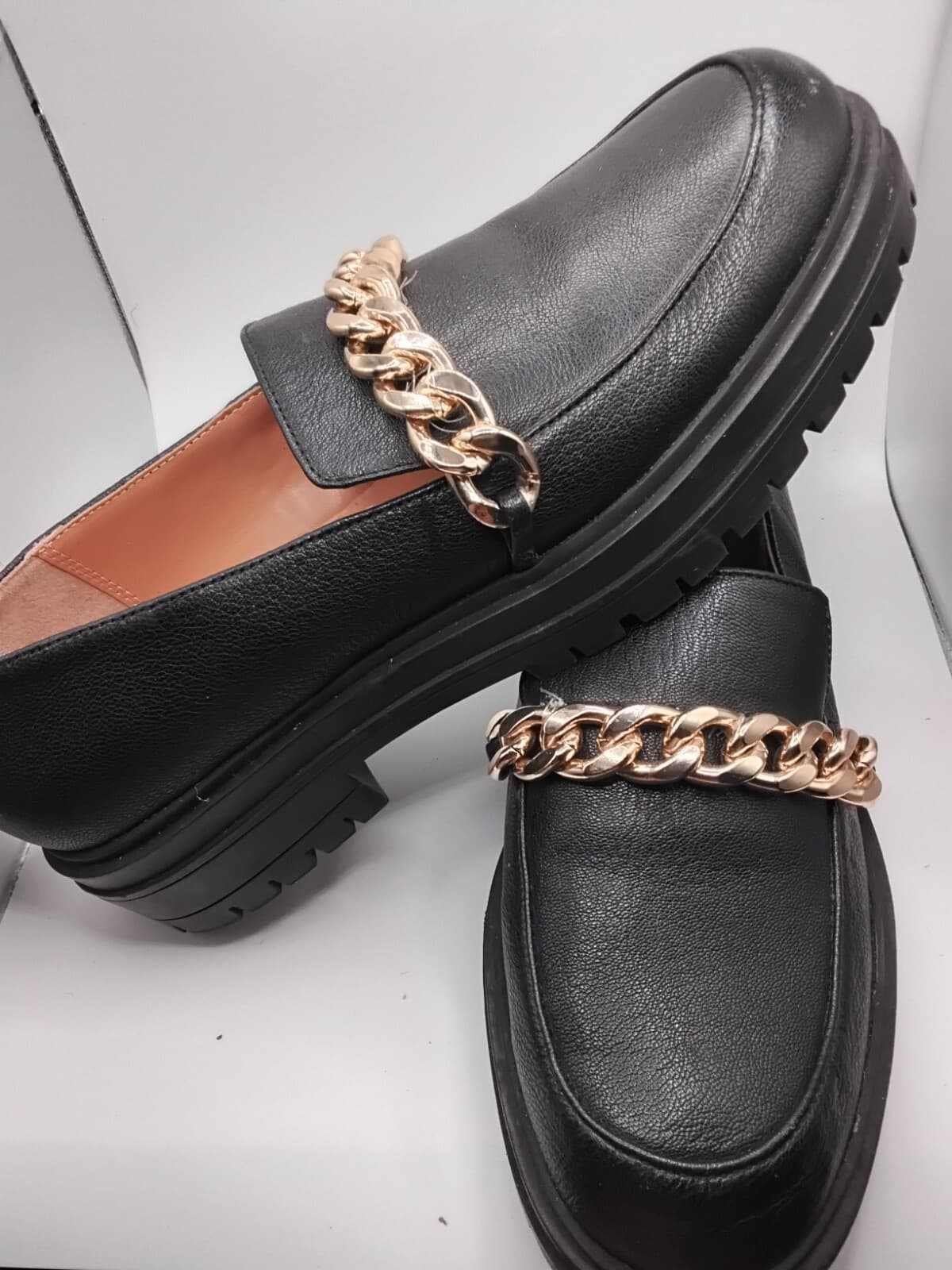 Leather loafer, Jessica Simpson DiSilva, black with detail and lug sole - Thumbnail 3