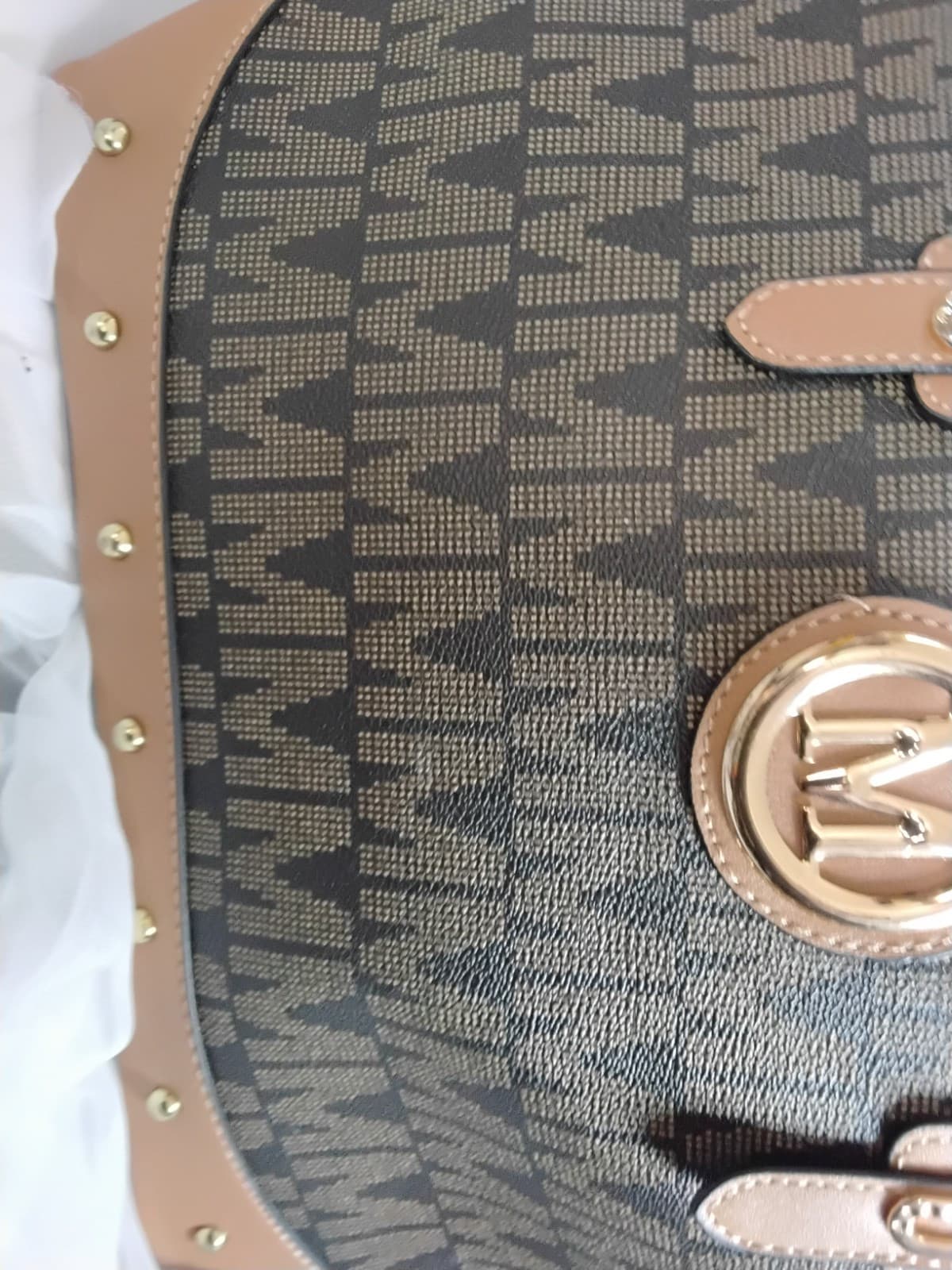 Vegan leather tote bag, MKF Collection by Mia K, M Signature pattern - Thumbnail 10