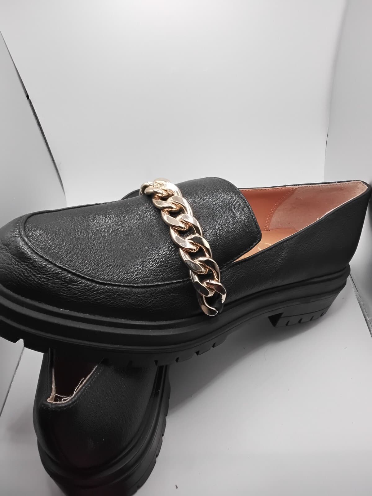 Leather loafer, Jessica Simpson DiSilva, black with detail and lug sole - Thumbnail 4