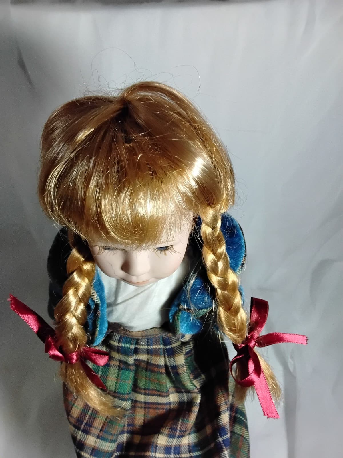 Porcelain Doll With Puppy Face On Her Dress - Thumbnail 8