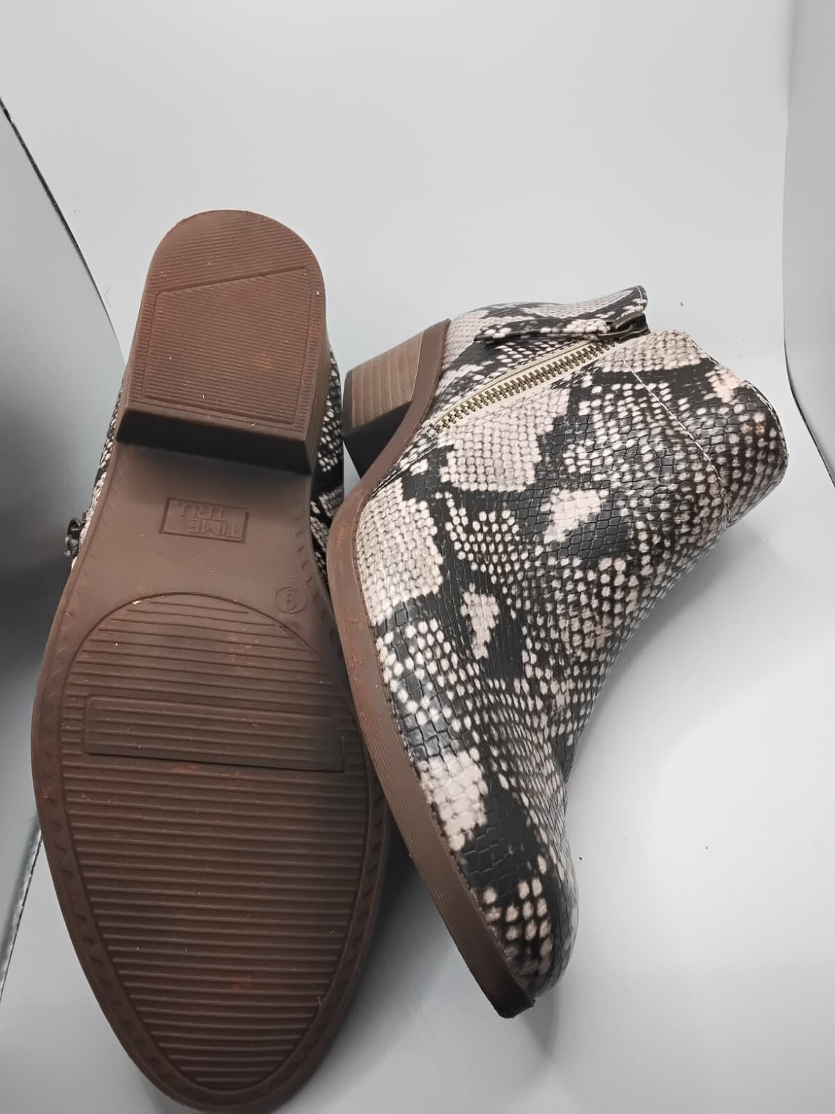 Faux snakeskin ankle boots with side zipper - Thumbnail 7