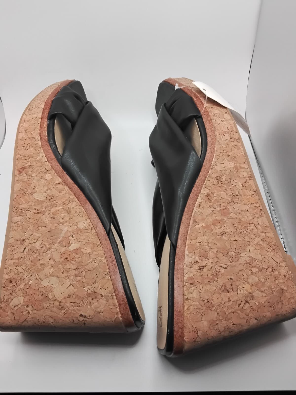 Synthetic leather wedge sandals, Time and Tru knotted slide mules - Thumbnail 5