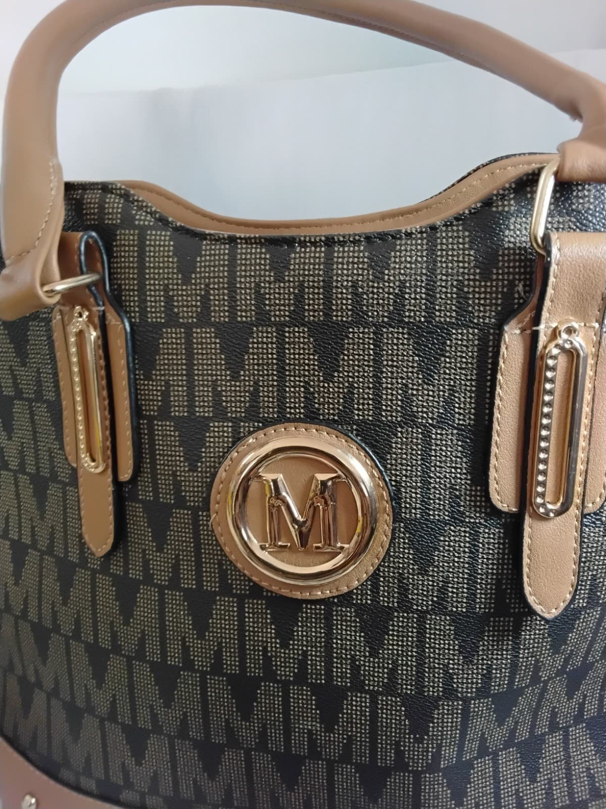 Vegan leather tote bag, MKF Collection by Mia K, M Signature pattern - Thumbnail 9