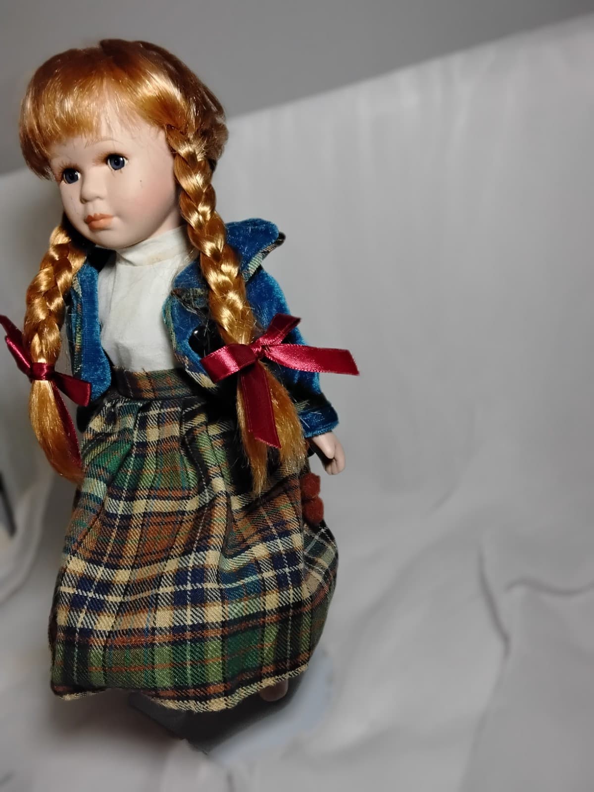 Porcelain Doll With Puppy Face On Her Dress - Thumbnail 3