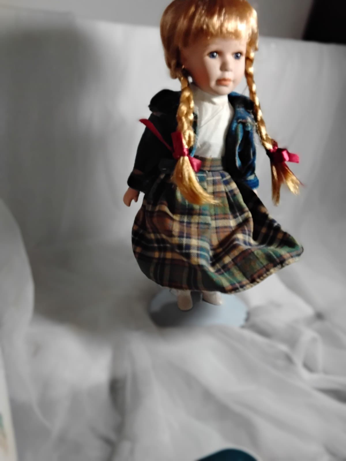Porcelain Doll With Puppy Face On Her Dress - Thumbnail 7