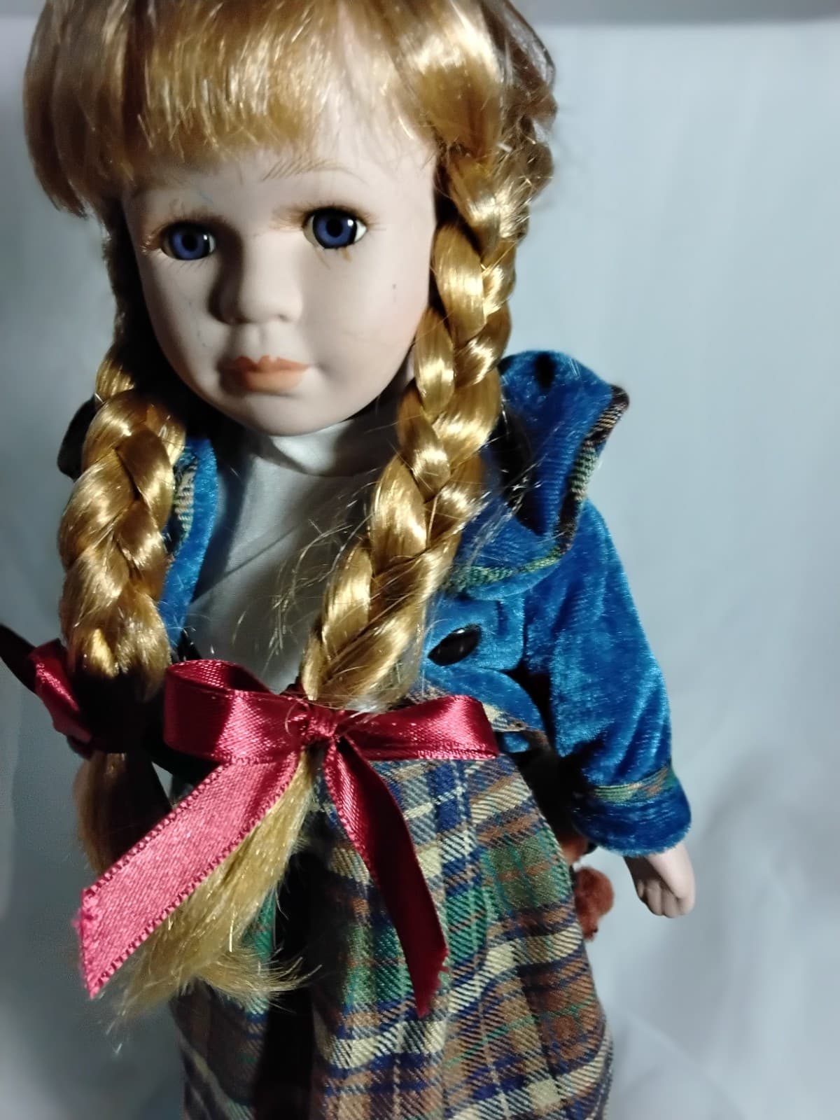 Porcelain Doll With Puppy Face On Her Dress - Thumbnail 17