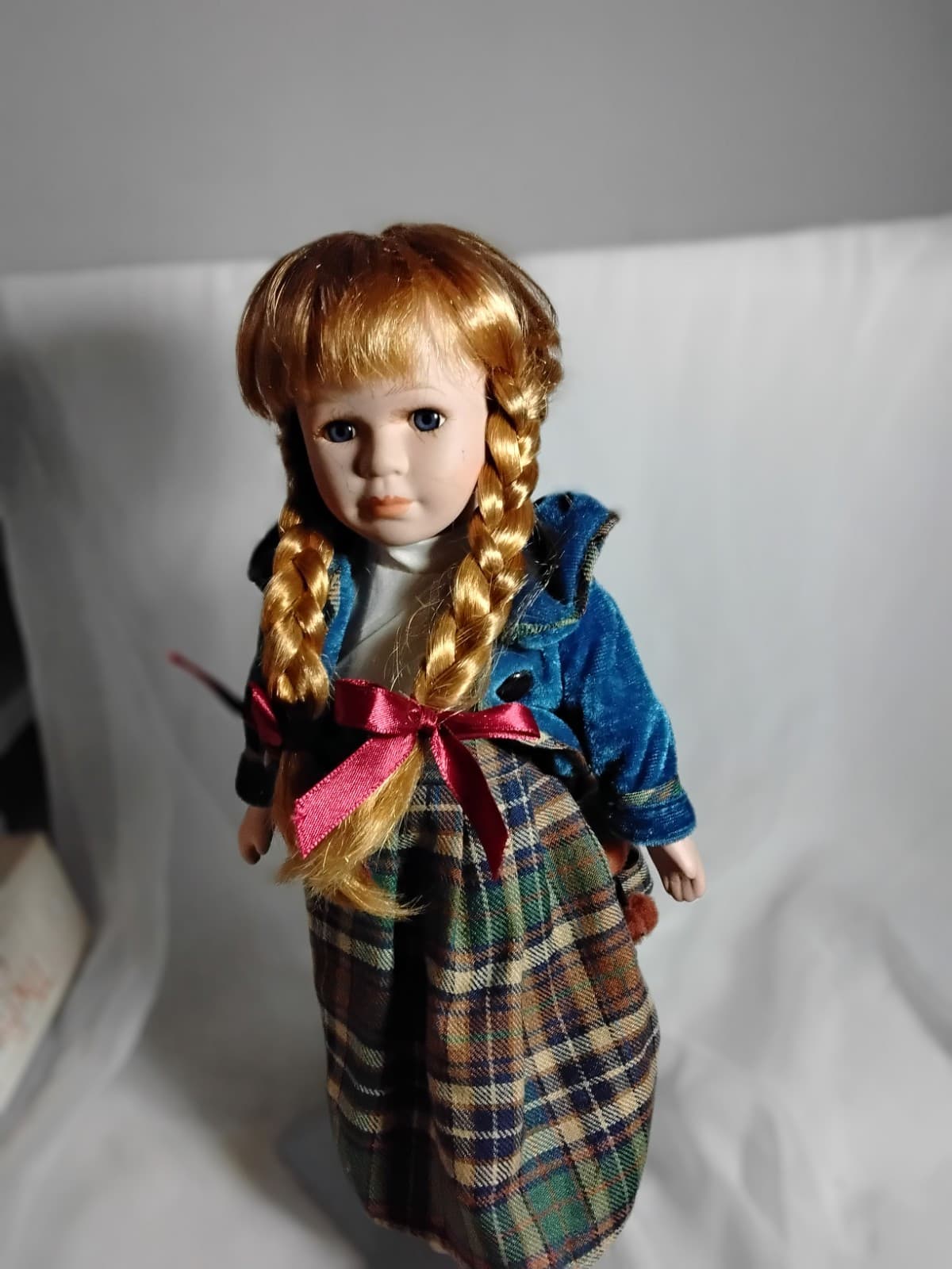 Porcelain Doll With Puppy Face On Her Dress - Thumbnail 16