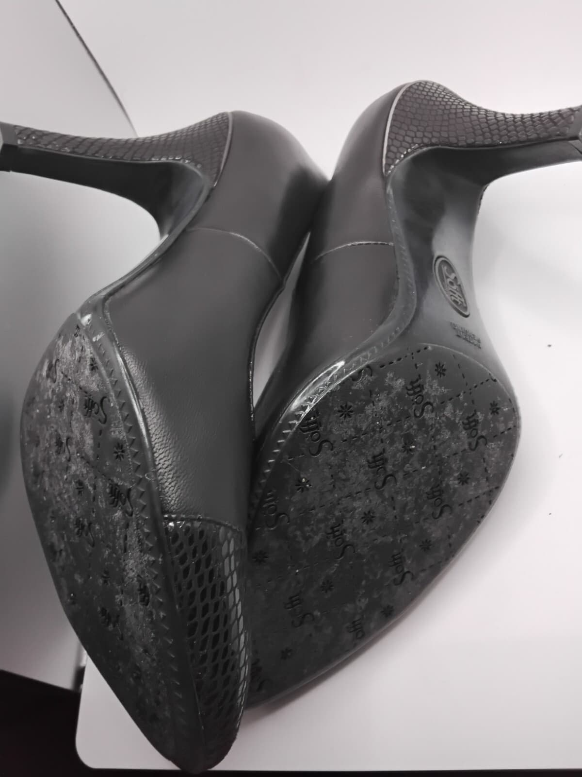 Leather pumps, Soft black pointed toe heels - Thumbnail 10