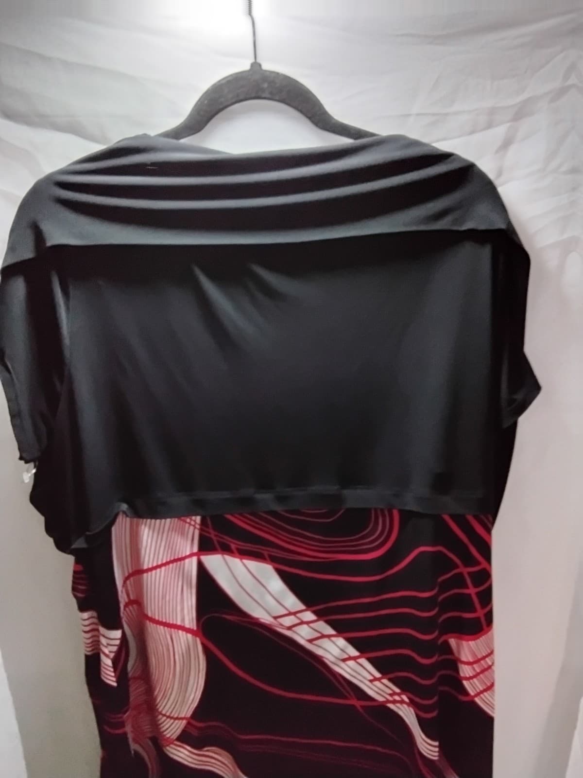 Polyester blend top, Caren Sport pink and black swirl print cowl neck blouse - Thumbnail 5