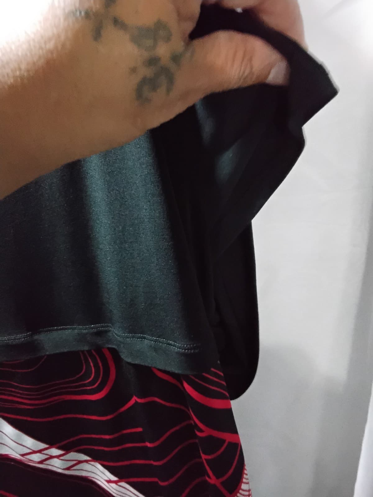 Polyester blend top, Caren Sport pink and black swirl print cowl neck blouse - Thumbnail 6