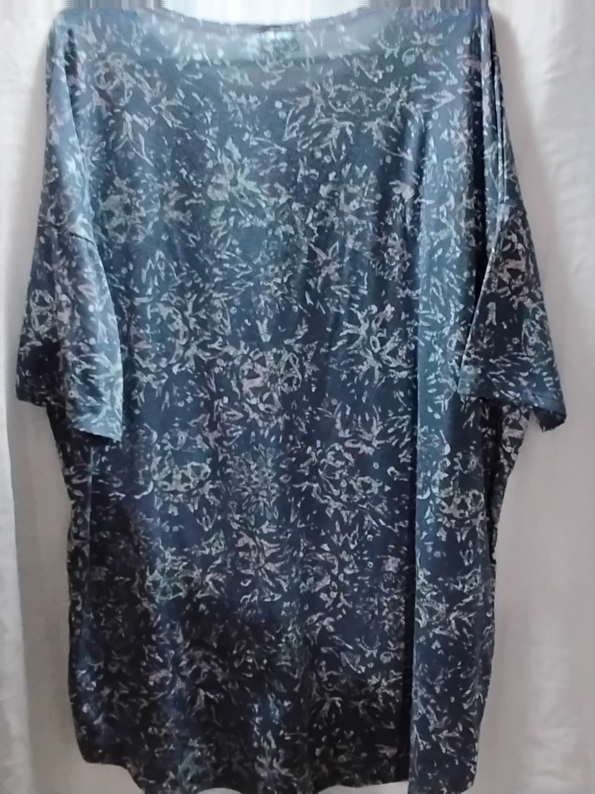 Polyester blend tunic top, LuLaRoe Imma, blue floral print w/ metallic accentsss - Thumbnail 3